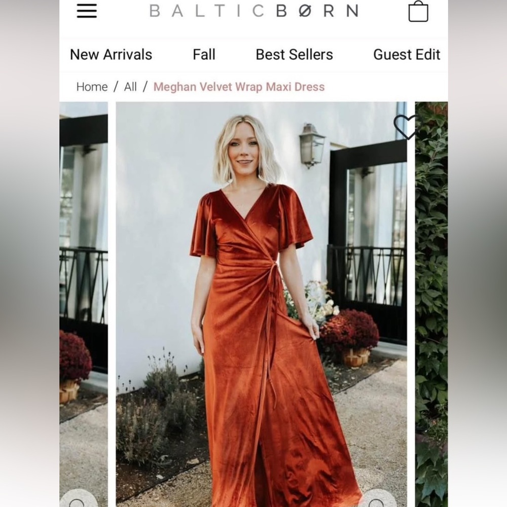 Baltic Born Rust Velvet Wrap Maxi Dress